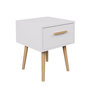 Voir la diapositive 1 : TOILINUX Table de Chevet 1 tiroir EDWING - 40 x 40 x 50 cm - Blanc et Marron - Rangement pour Chambre à Coucher, Salon