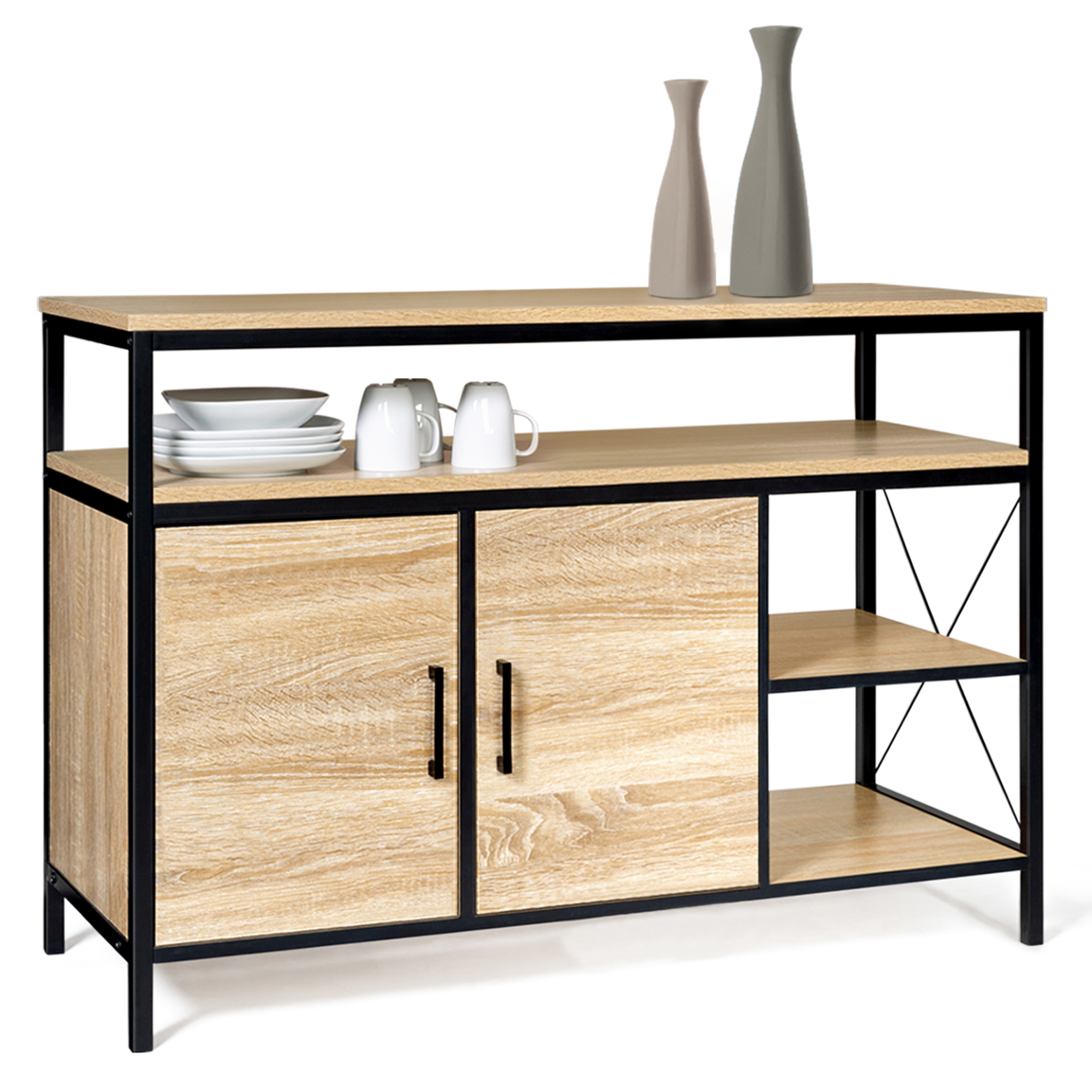 ID MARKET Buffet bas 100 cm 2 portes detroit design industriel