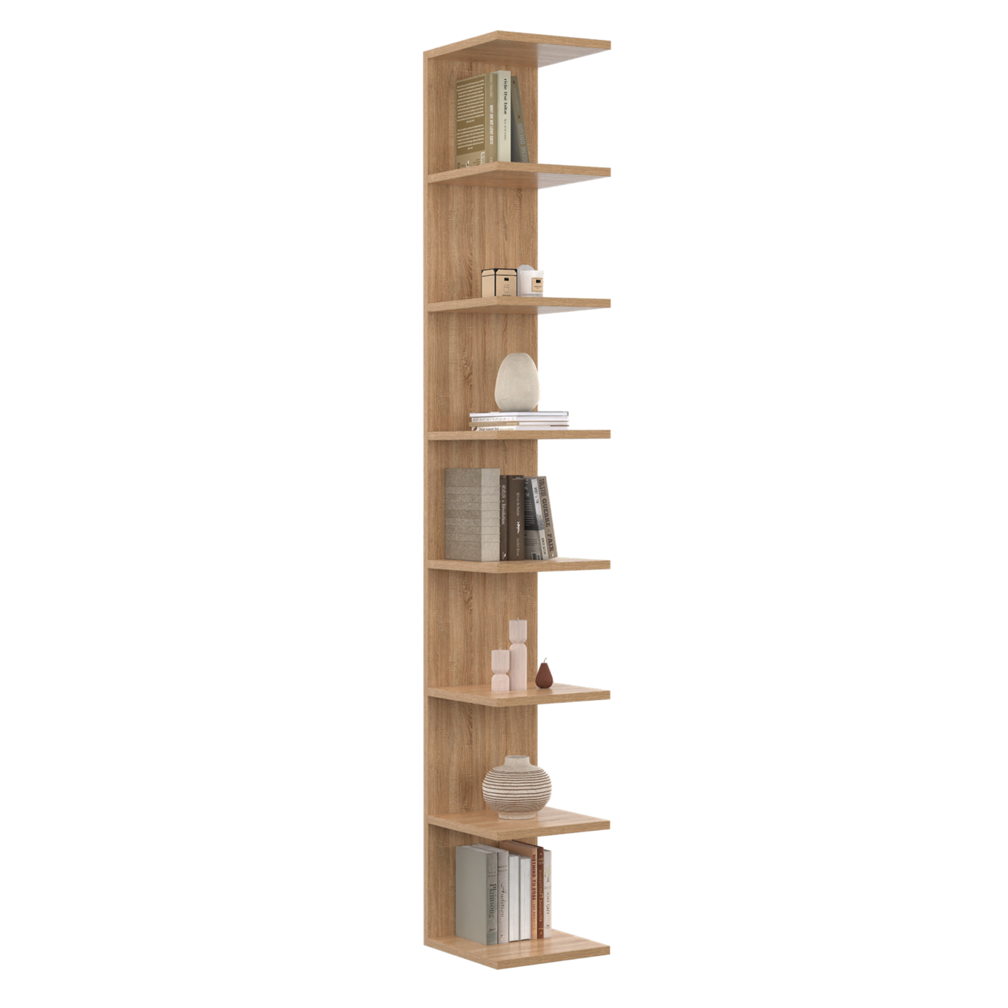 ID MARKET Etagère murale suspendue double position chiara 8 étagères façon hêtre 190 cm
