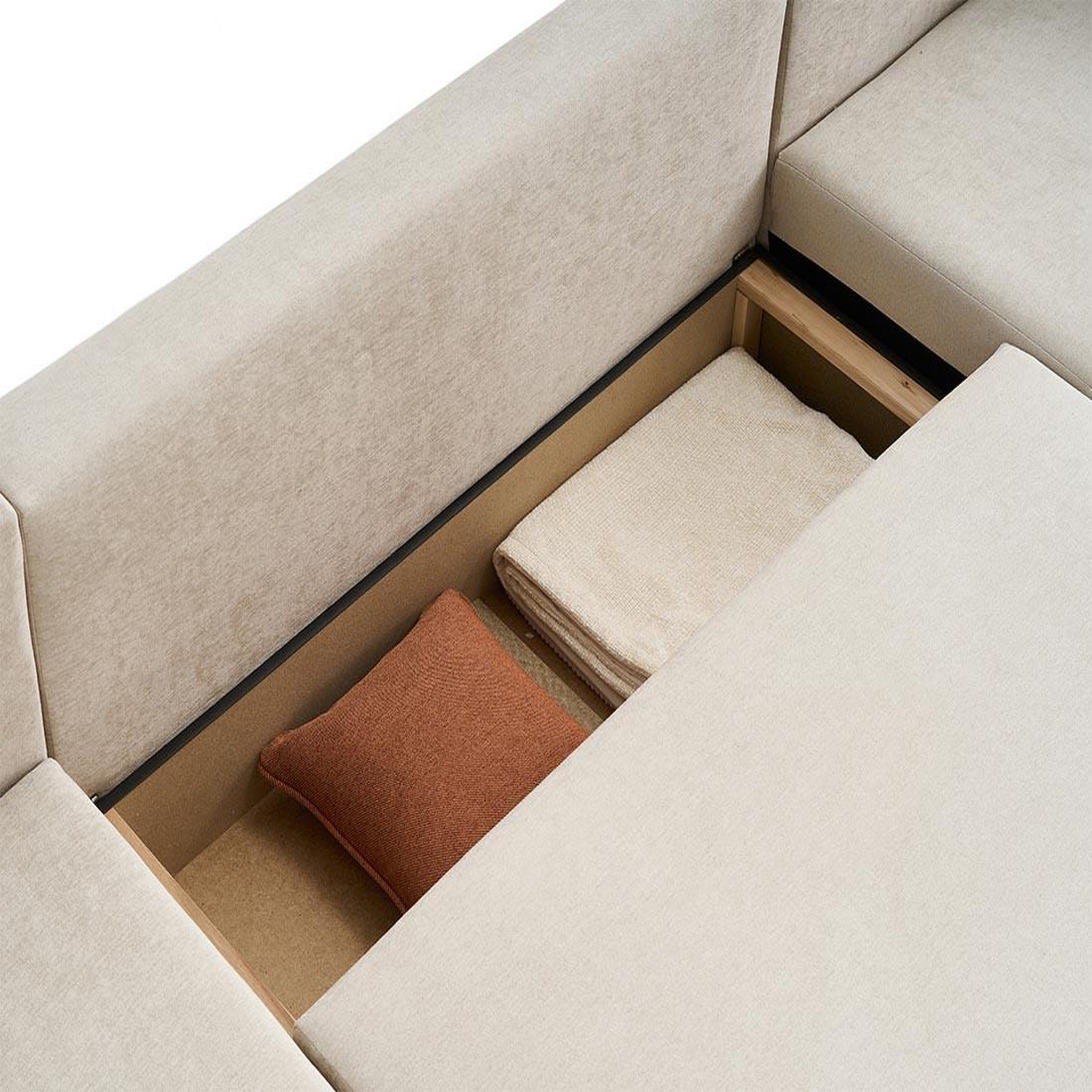 Voir la diapositive 4 : BEST MOBILIER Topaze - canapé panoramique - 7 places - convertible avec coffre - en tissu
