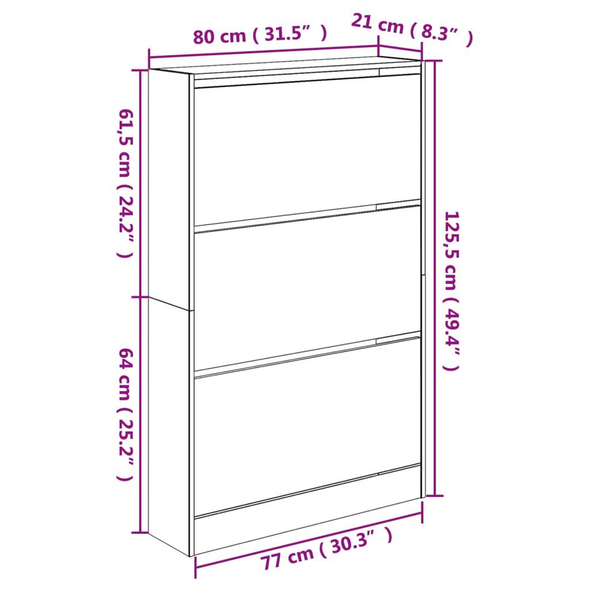 Voir la diapositive 6 : VIDAXL Armoire a chaussures gris beton 80x21x125,5cm bois d'ingenierie