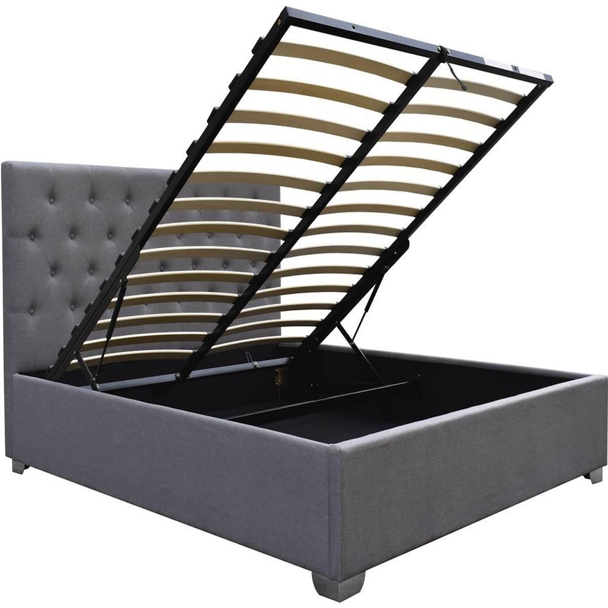 Habitat et Jardin Lit double avec coffre  Tino  - 180 x 200 cm - Gris