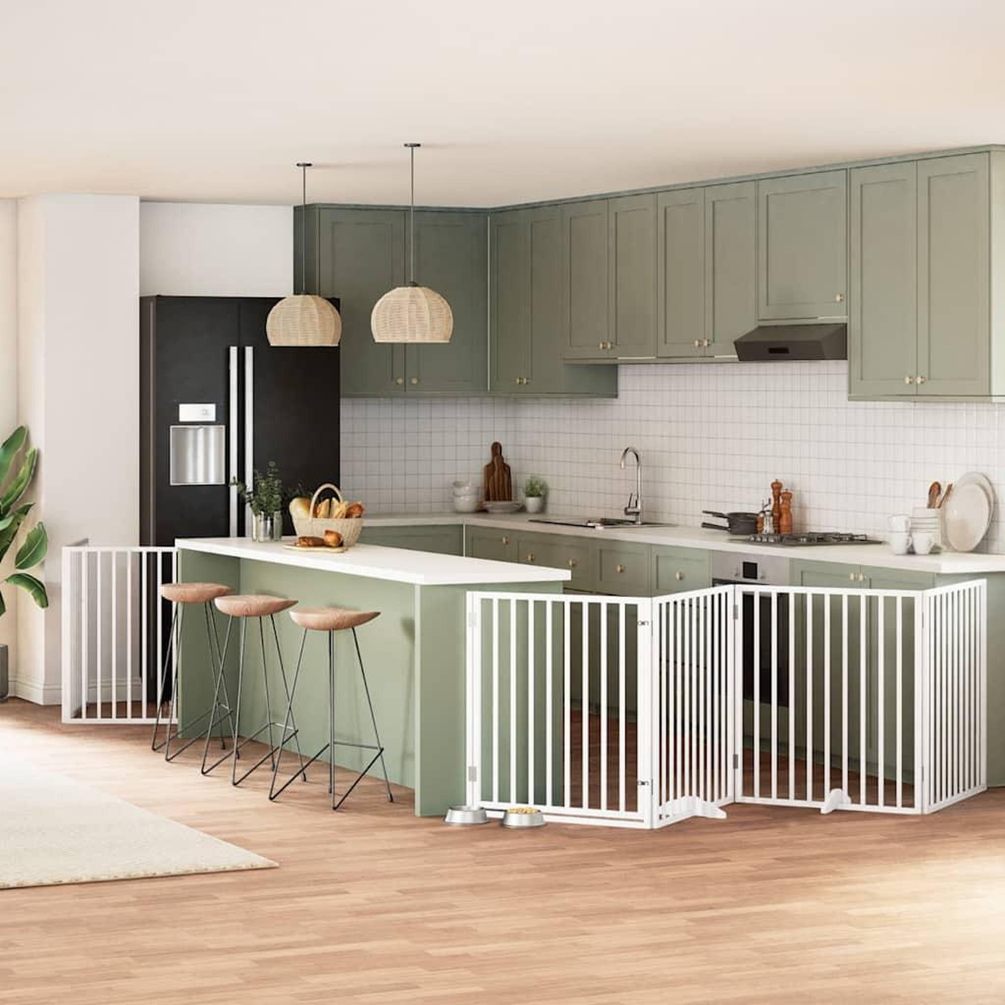 VIDAXL Barriere pour chien porte pliable 6panneaux blanc bois peuplier