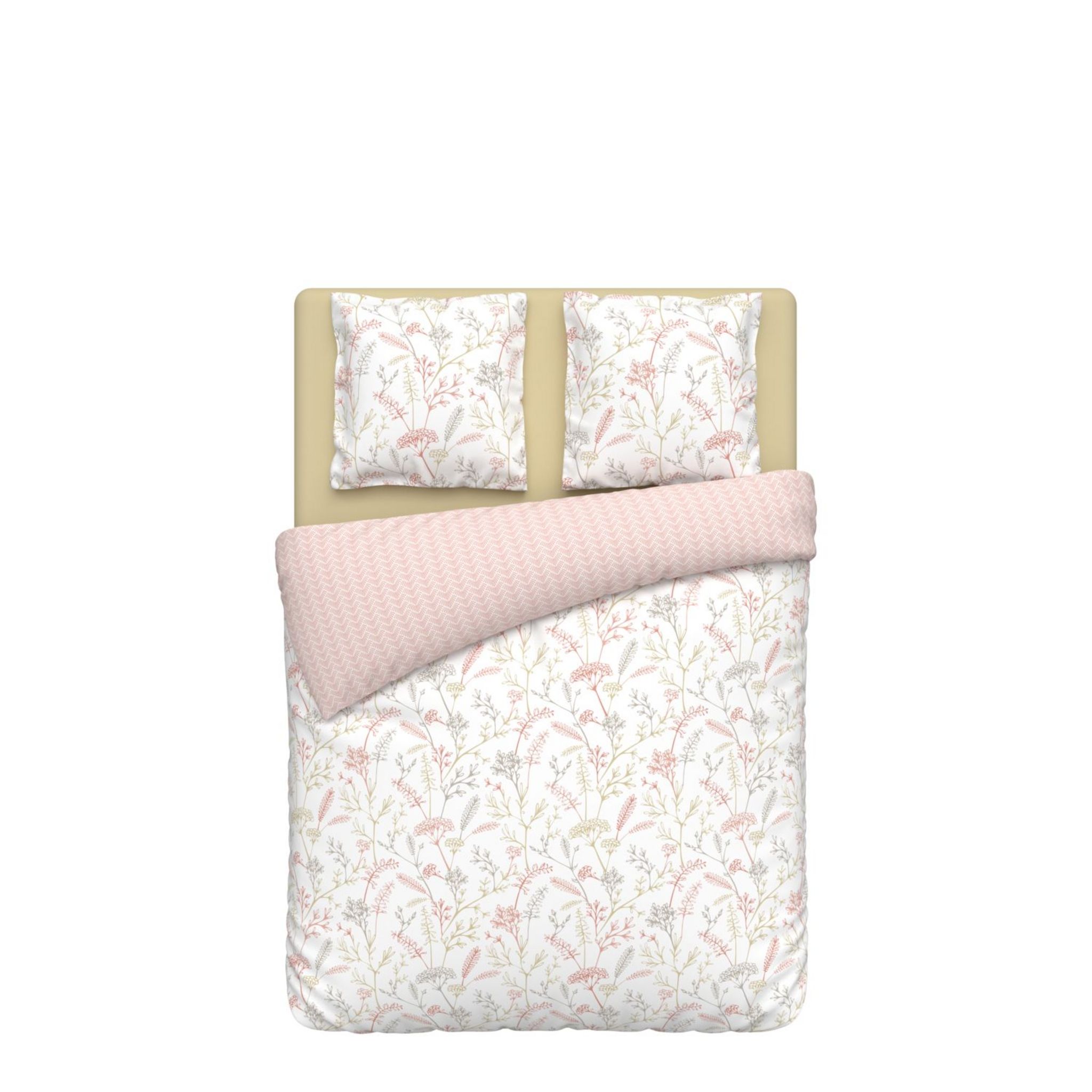 ACTUEL Parure housse de couette en polycoton motif floral EDEN. Coloris disponibles : Rose