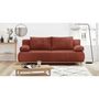 Voir la diapositive 2 : MARKET24 Banquette convertible 3 places MIKA - Velours côtelé Terracotta - Coffre de rangement - L 192 x H 84 x P 93 cm