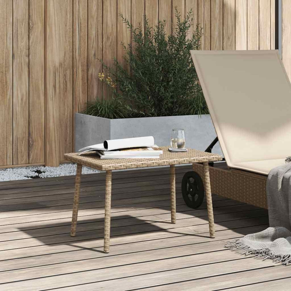 VIDAXL Table basse de jardin rectangulaire beige 60x40x37 cm rotin