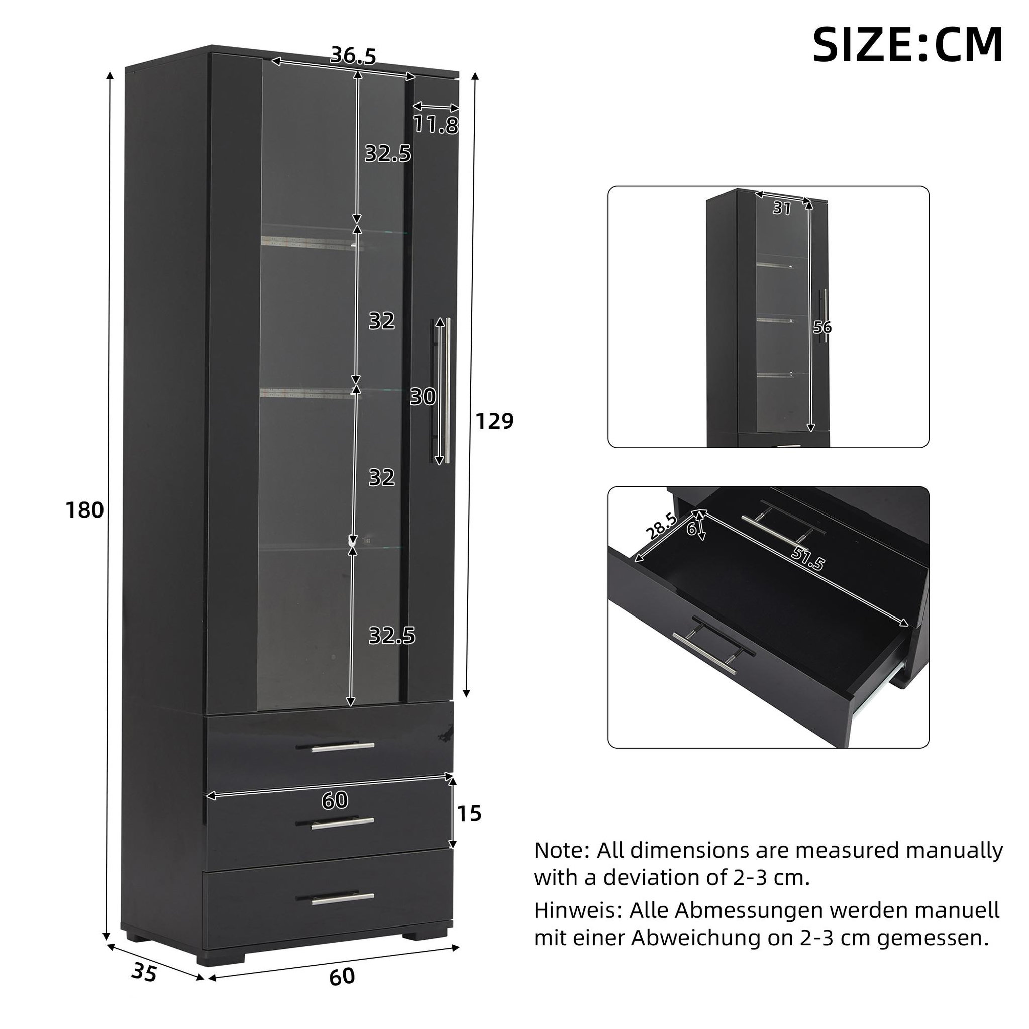 Voir la diapositive 3 : MERAX Vitrine 3 étagères led