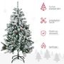 Voir la diapositive 5 : HOMCOM Sapin de Noël artificiel avec 28 pommes de pin arbre de Noël 269 branches enneigées support en acier socle pliable hauteur 120 cm vert
