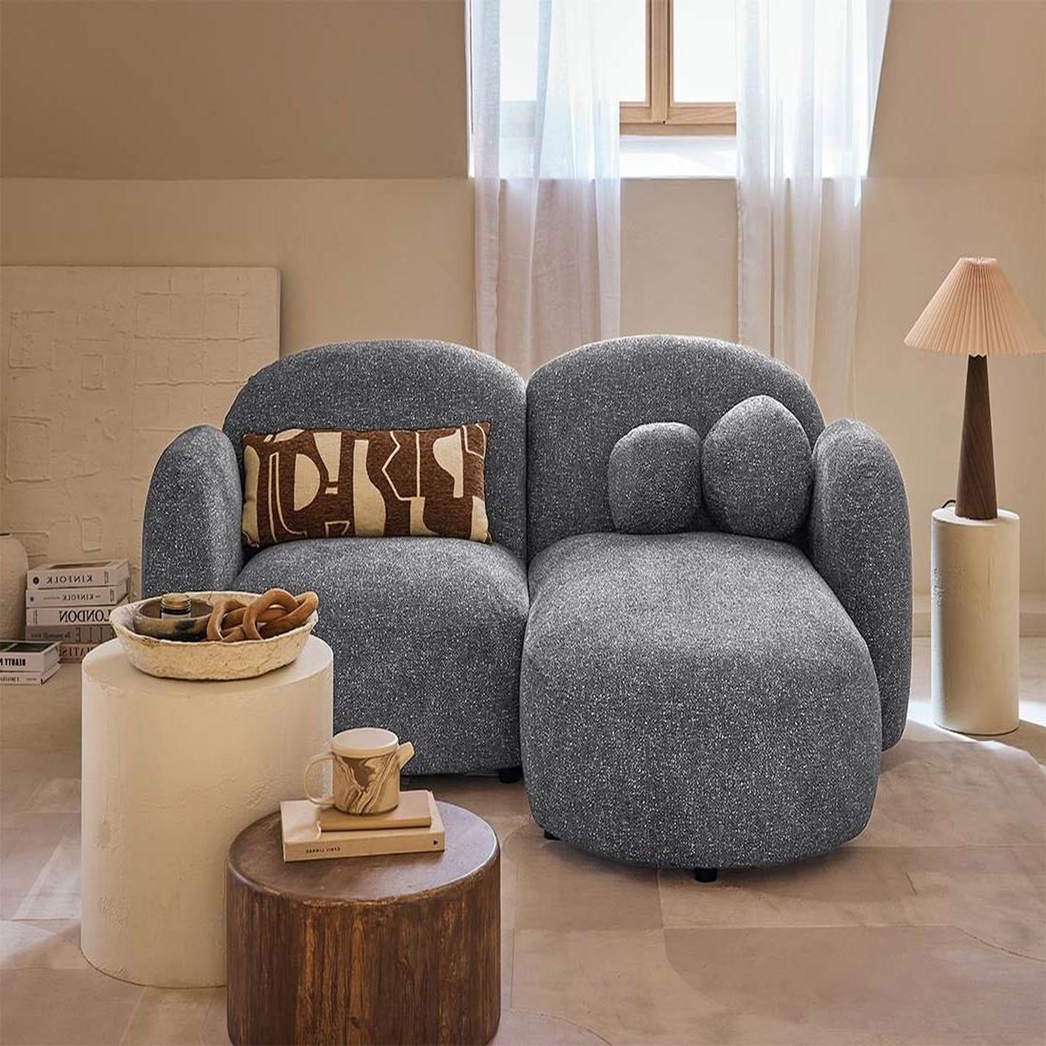 Voir la diapositive 1 : LISA DESIGN Velris - canapé d'angle droit 3 places en tissu moucheté