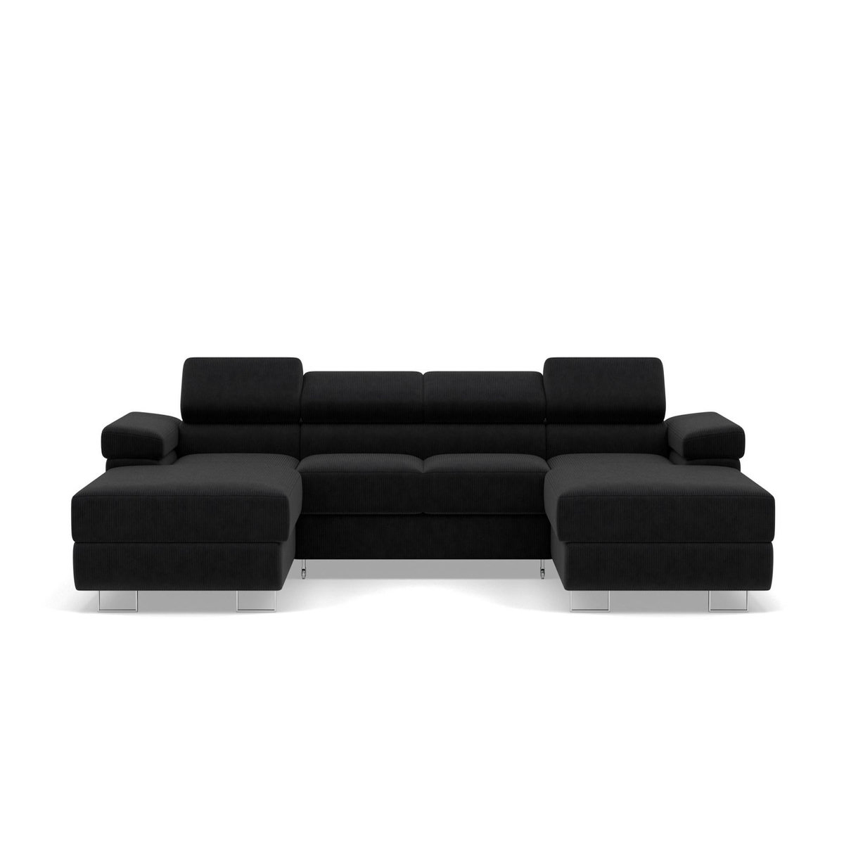 BEST MOBILIER Pablo - canapé panoramique en u - 7 places - convertible avec coffres et têtières réglables - en velours côtelé