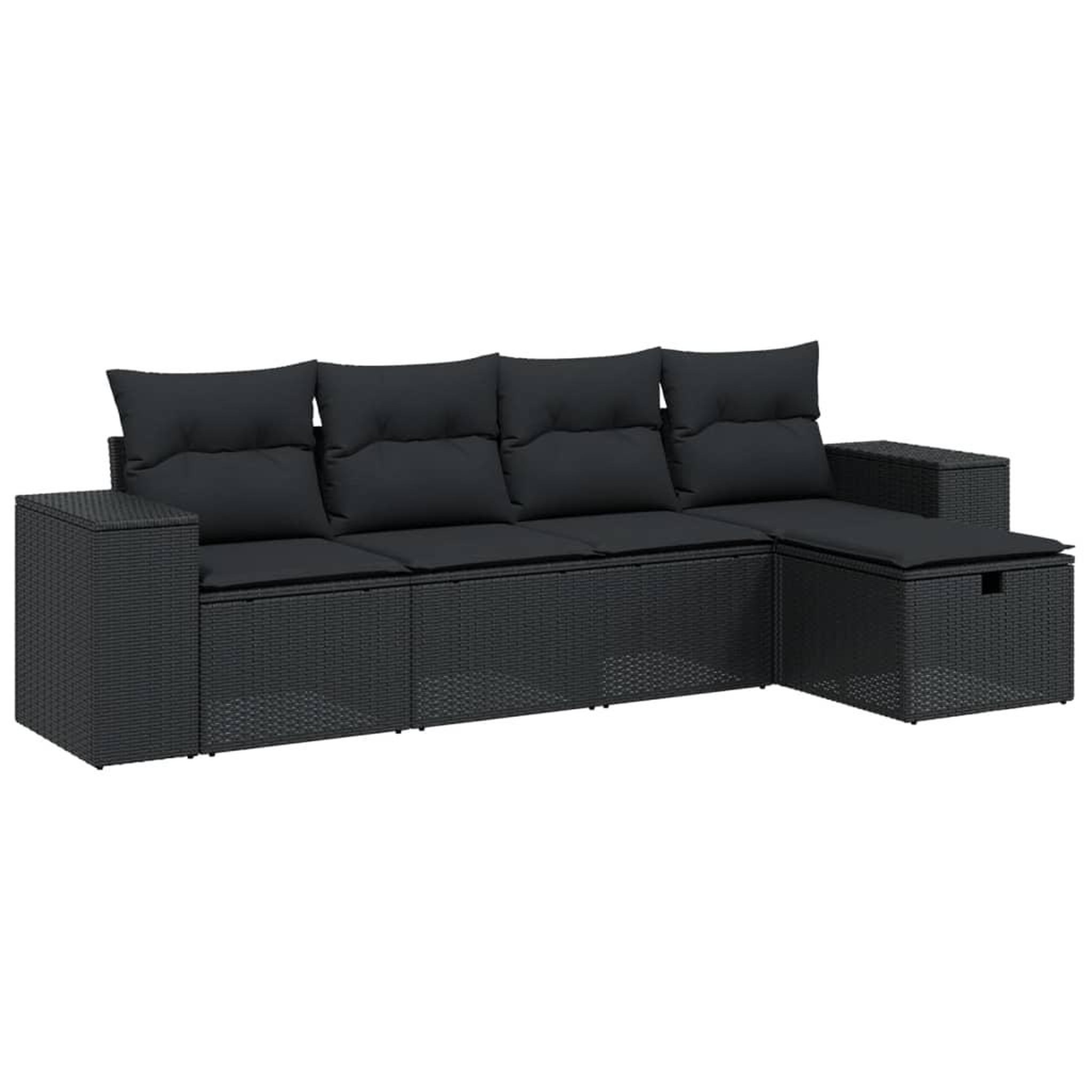 Voir la diapositive 2 : VIDAXL Salon de jardin 5 pcs avec coussins noir resine tressee