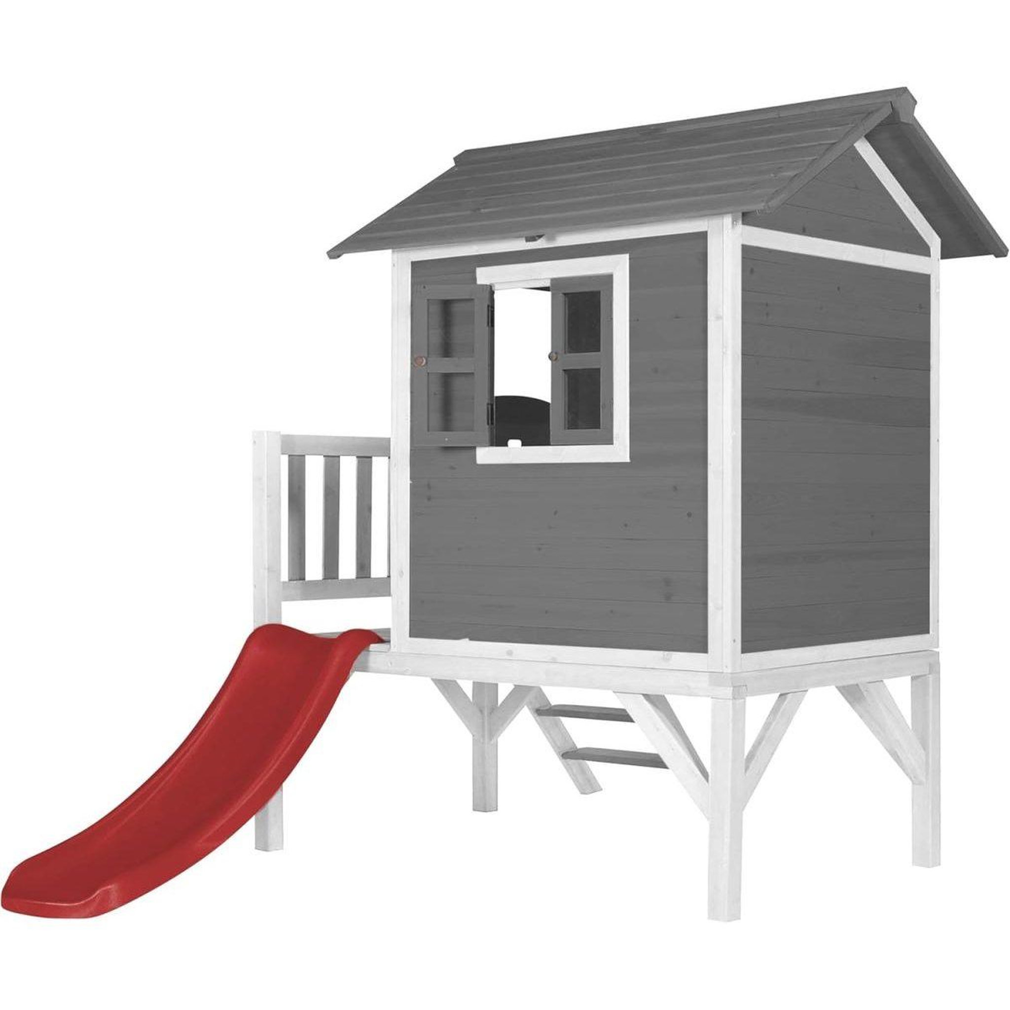 Voir la diapositive 2 : Axi House Maisonnette lodge xl gris froid toboggan rouge