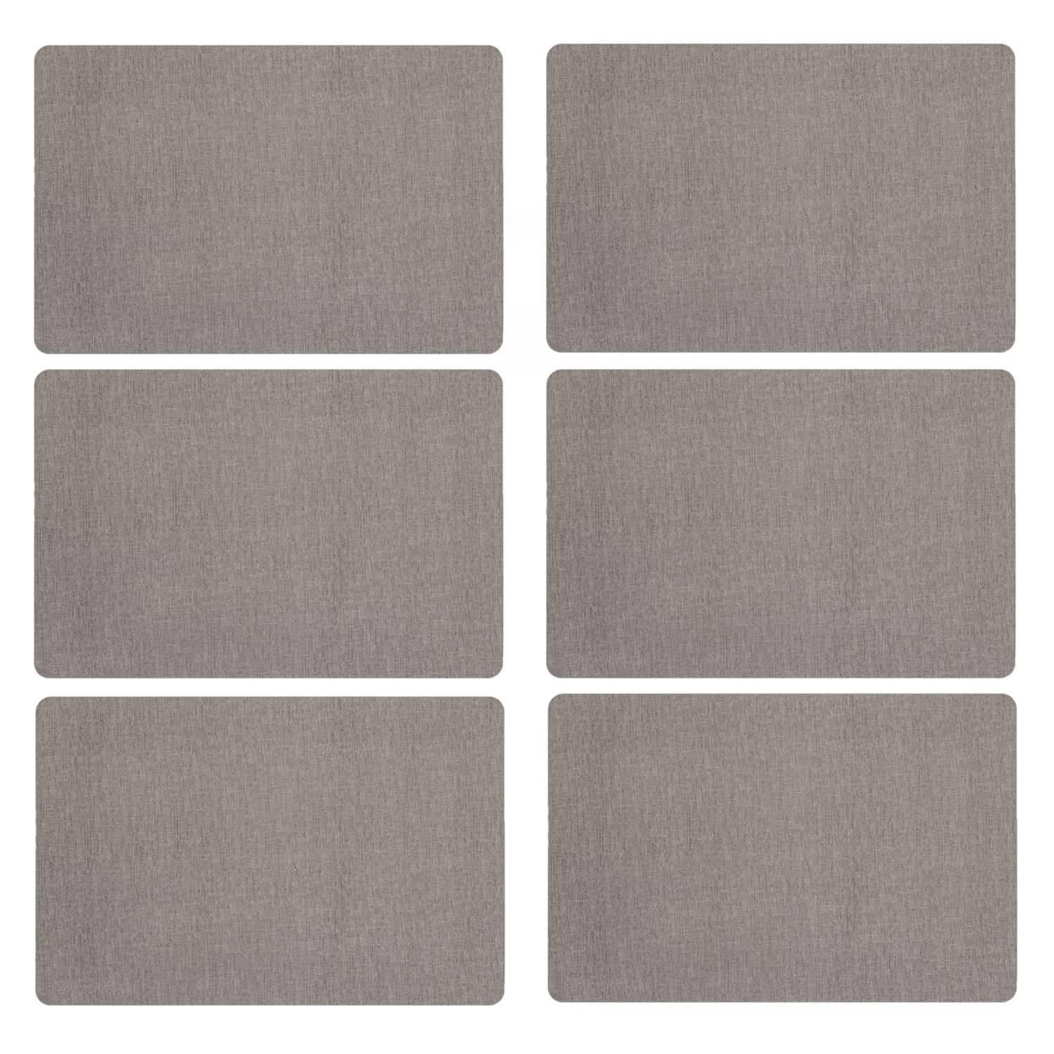 TOILINUX Lot de 6 sets de table rectangulaire lake - 45 x 30 cm - gris clair