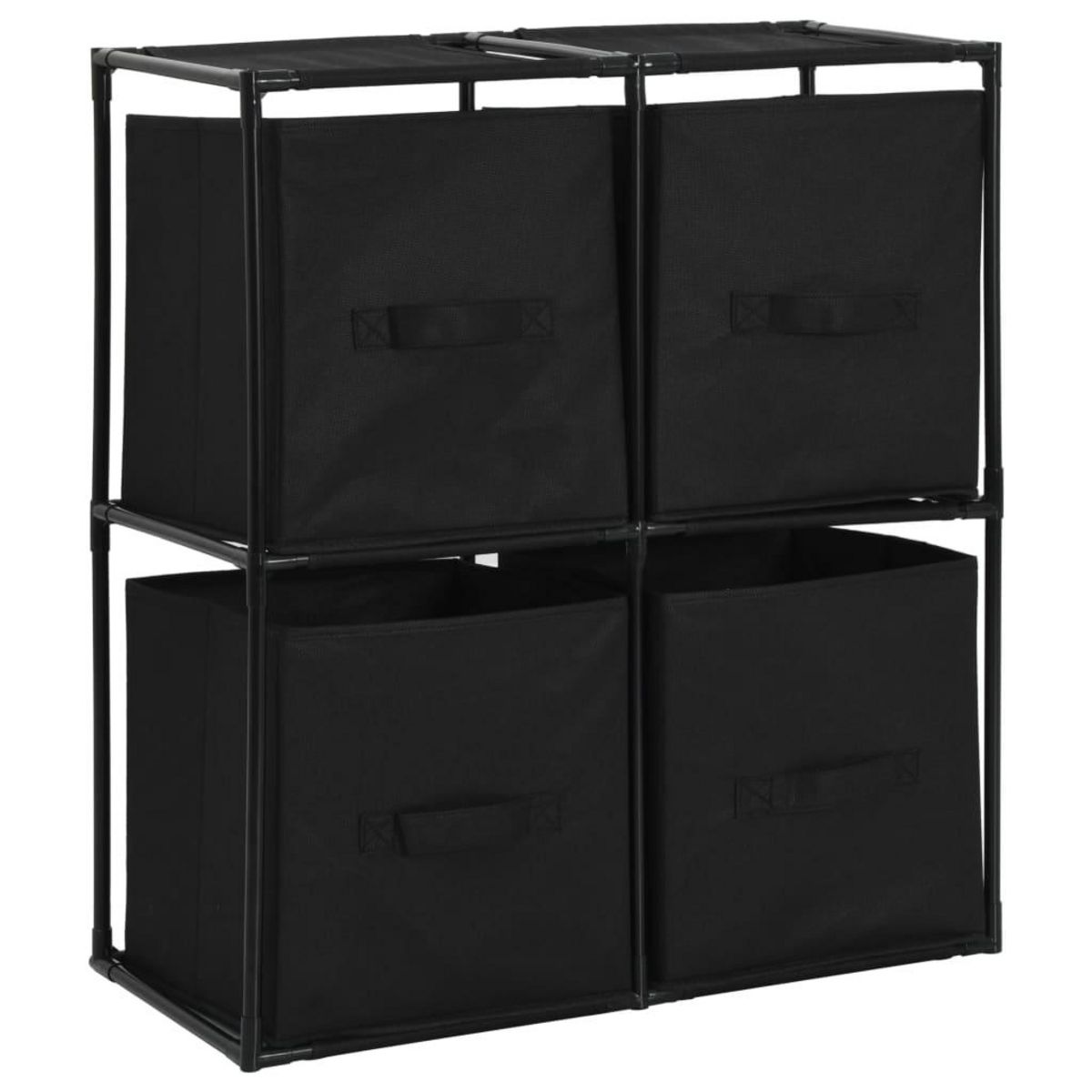 VIDAXL Armoire de rangement avec 4 paniers tissu Noir 63x30x71cm Acier