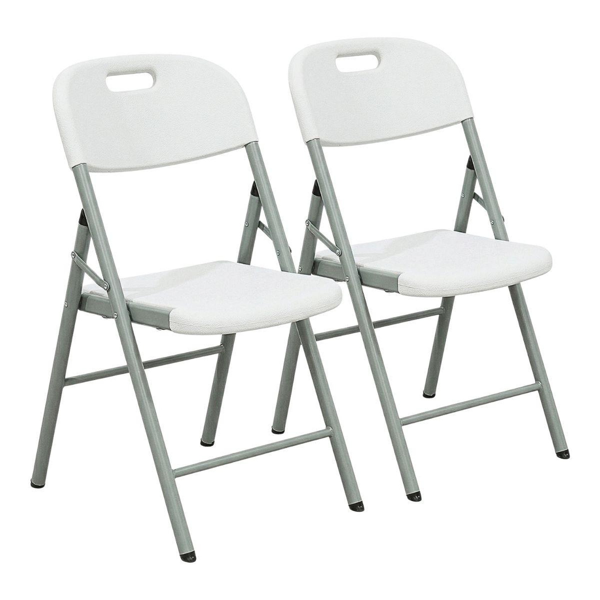 KZ GARDEN Lot de 2 Chaises pliantes blanches Plastique renforcé Chaise Camping Terrasse Réceptions KZGarden