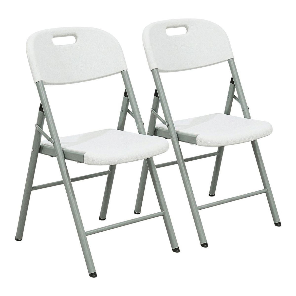 KZ GARDEN Lot de 2 Chaises pliantes blanches Plastique renforcé Chaise Camping Terrasse Réceptions KZGarden