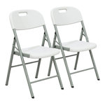 KZ GARDEN Lot de 2 Chaises pliantes blanches Plastique renforcé Chaise Camping Terrasse Réceptions KZGarden