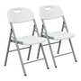Voir la diapositive 1 : KZ GARDEN Lot de 2 Chaises pliantes blanches Plastique renforcé Chaise Camping Terrasse Réceptions KZGarden