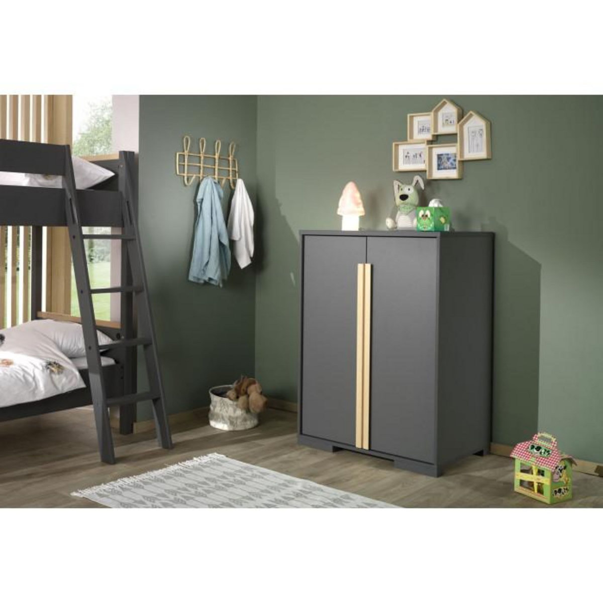 Paris Prix Chambre Complète Enfant 4P  London  90x200cm Anthracite