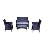 CONCEPT USINE Salon de jardin 4 places en résine tressée Noir et blanc MYKONOS