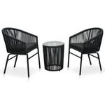 VIDAXL Ensemble de bistro 3 pcs avec coussins Rotin PE Noir