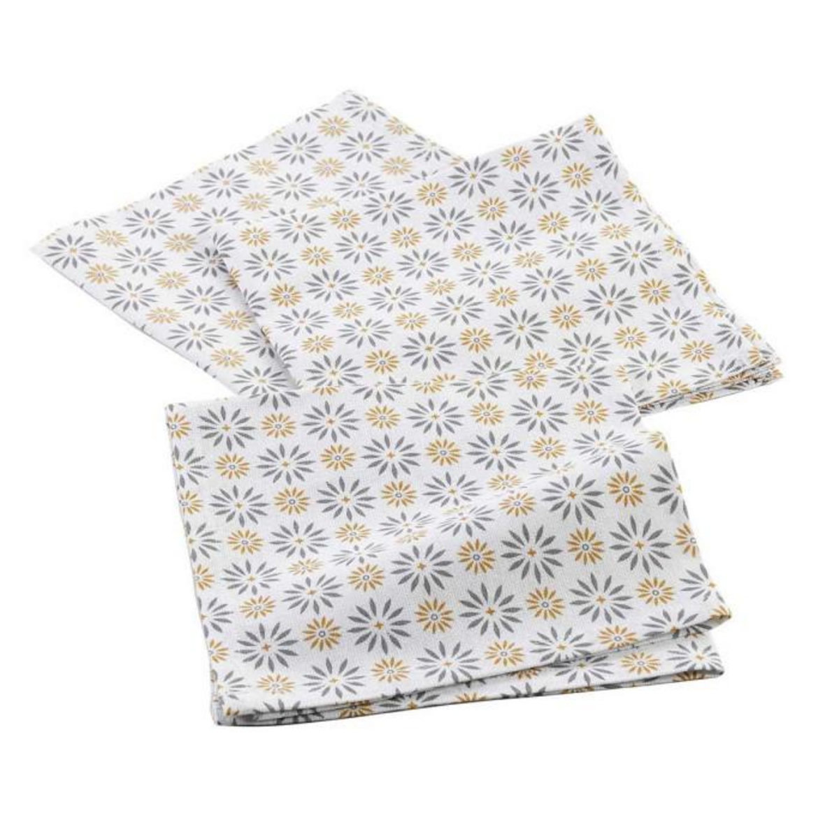 Paris Prix Lot de 3 Serviettes de Table  Floreor  40x40cm Gris