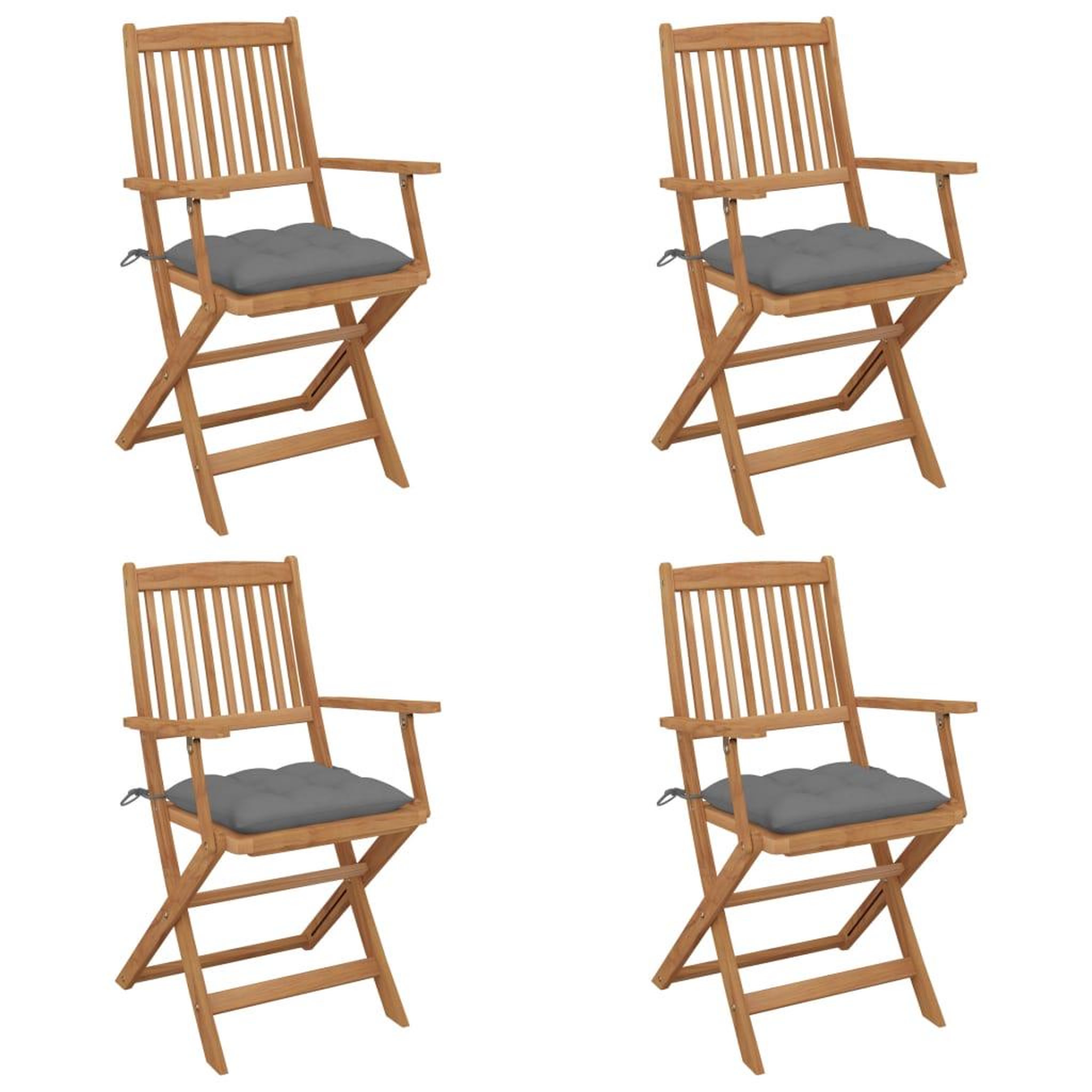Voir la diapositive 1 : VIDAXL Chaises pliables de jardin lot de 4 avec coussins Bois d'acacia