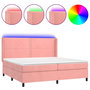 Voir la diapositive 2 : VIDAXL Sommier a lattes de lit matelas et LED Rose 200x200 cm Velours