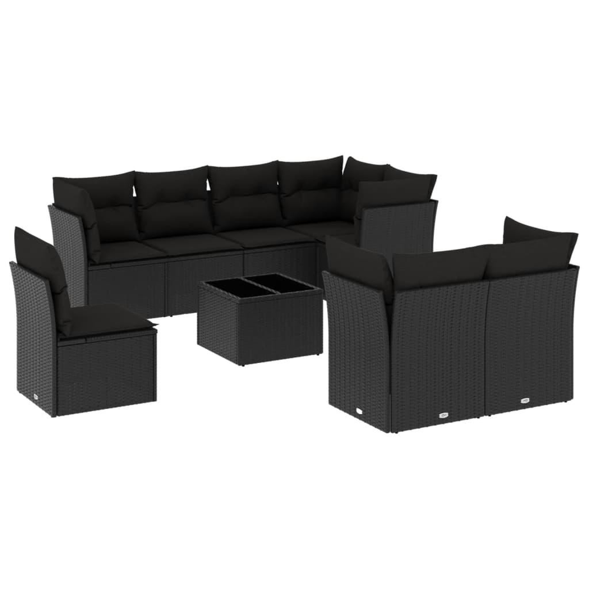 Voir la diapositive 2 : VIDAXL Salon de jardin 9 pcs avec coussins noir resine tressee