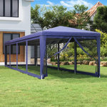 VIDAXL Tente de fete et 10 parois laterales en maille Bleu 3x12 m PEHD