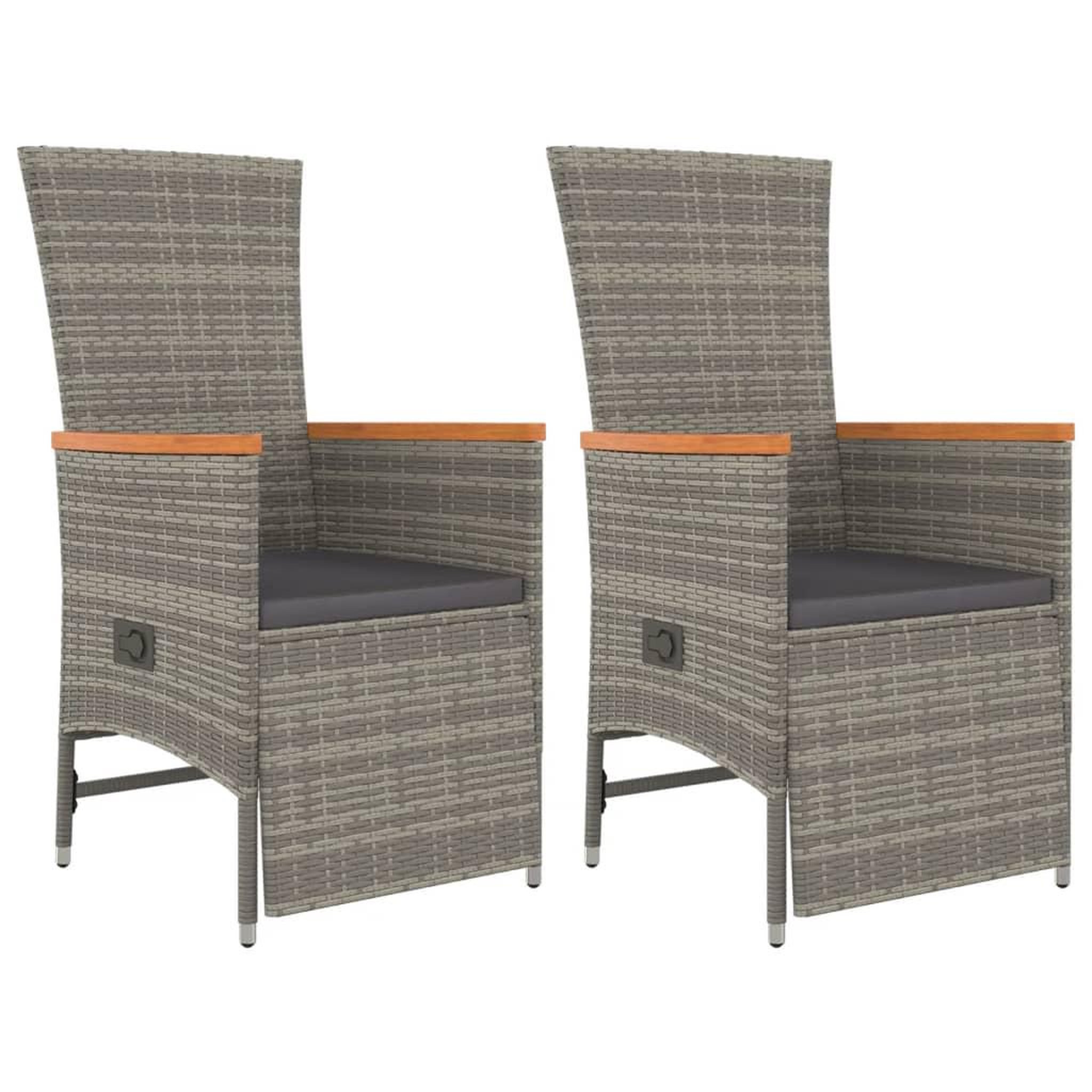 Voir la diapositive 4 : VIDAXL Ensemble a manger de jardin 3 pcs coussins gris resine tressee