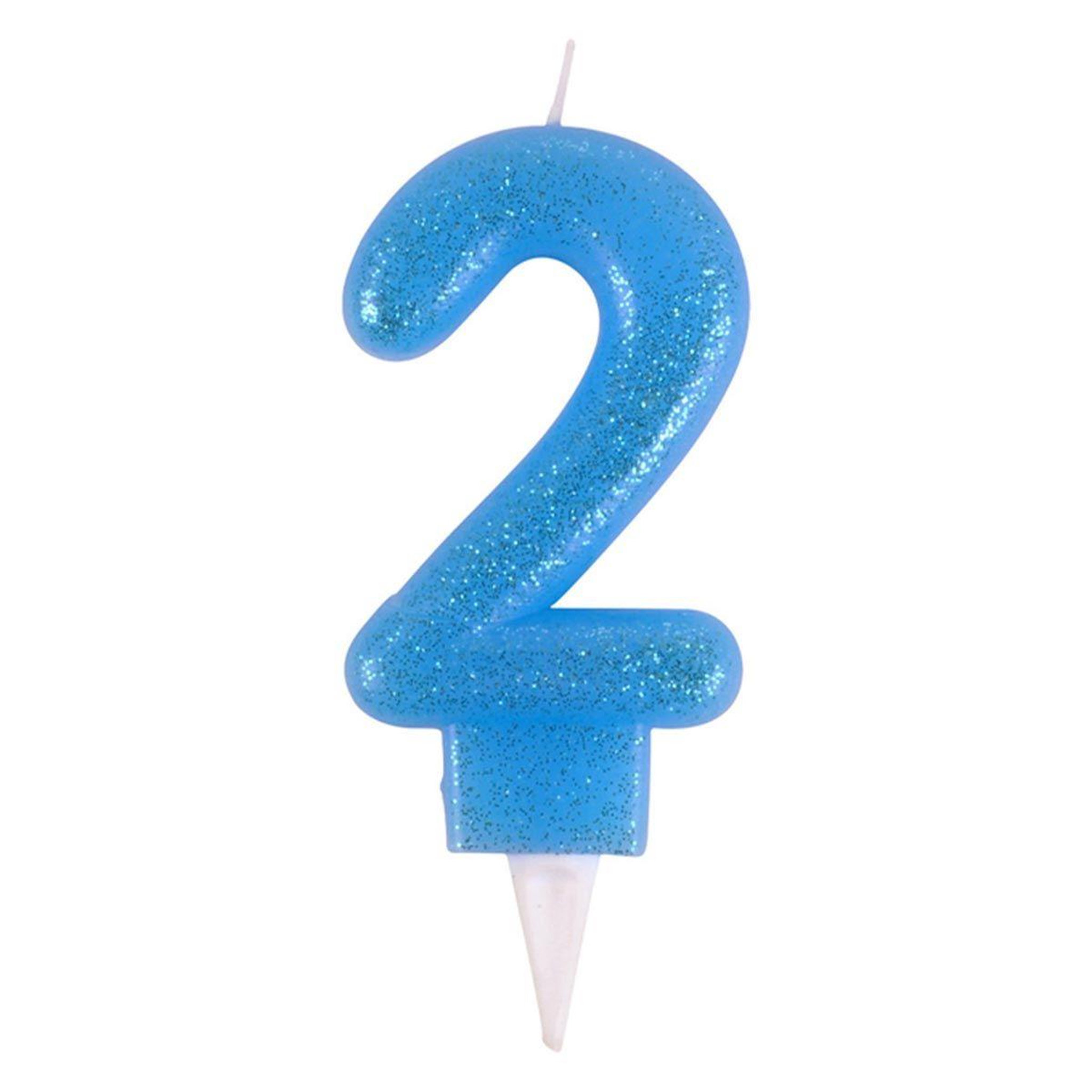 HOMEA Bougie d'Anniversaire Paillette  Chiffre 2  7cm Bleu
