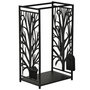 Voir la diapositive 1 : HOMCOM Serviteur de cheminée arbre - porte bûches - range bûches multi accessoires étagère 46L x 29l x 70H cm acier noir