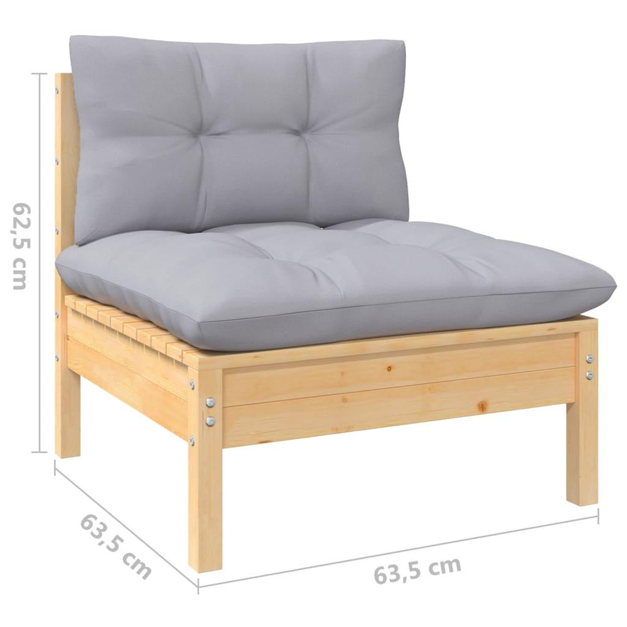 Voir la diapositive 6 : VIDAXL Salon de jardin 6 pcs avec coussins gris Bois de pin massif