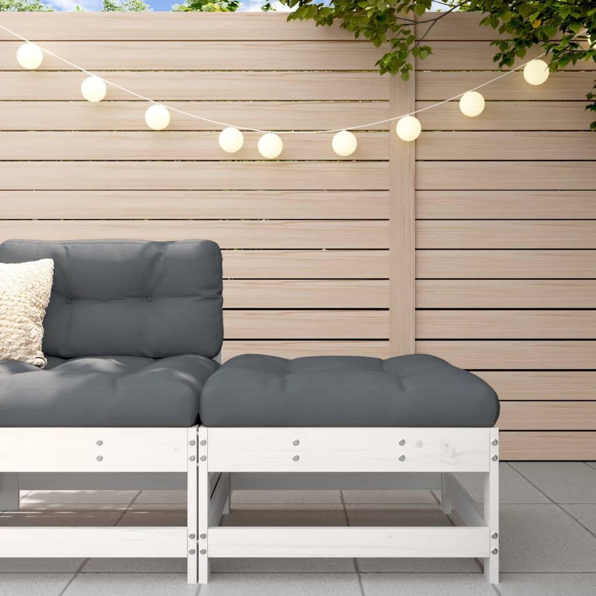 VIDAXL Repose-pied de jardin avec coussin blanc bois de pin massif