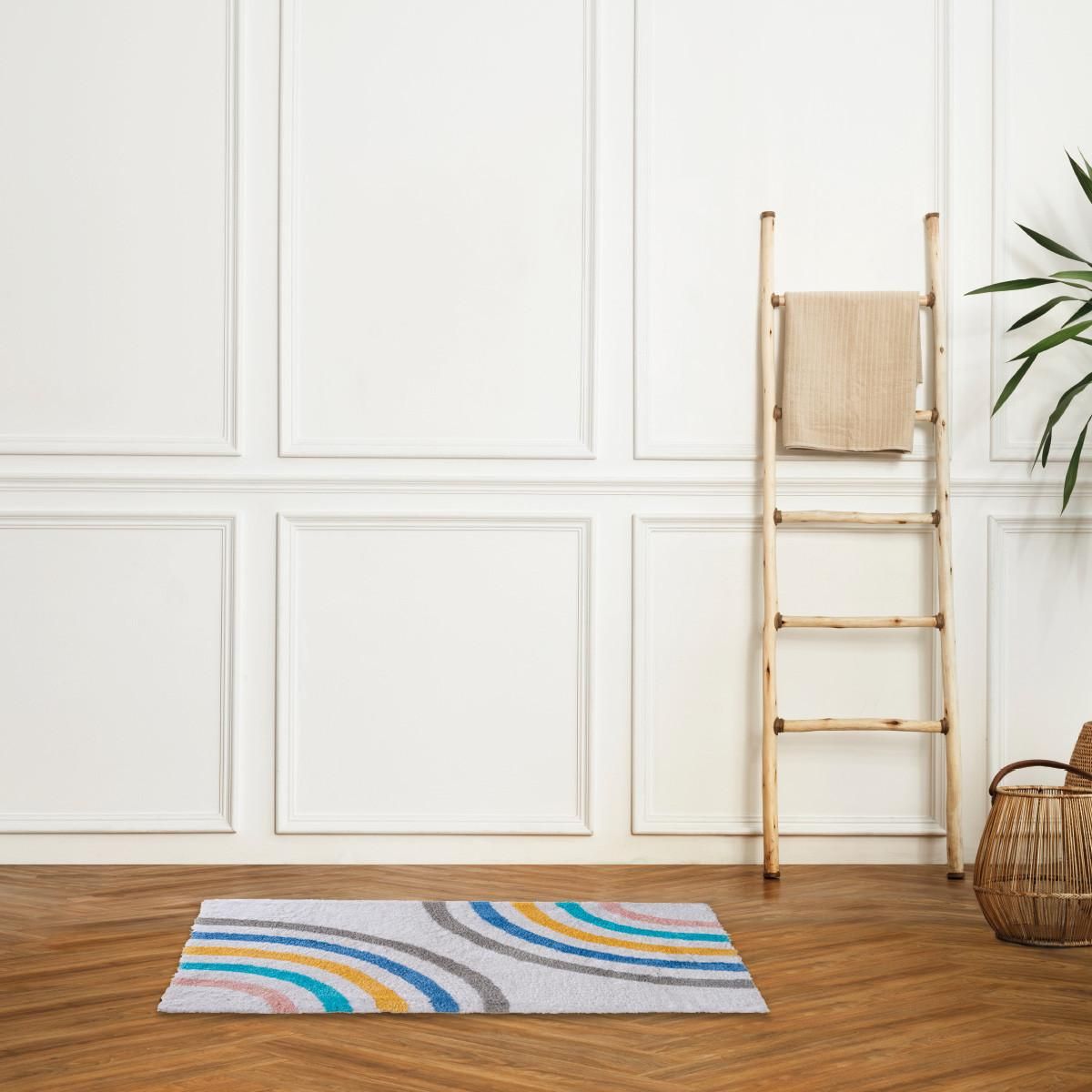 GUY LEVASSEUR Tapis enfant déco arc-en-ciel en coton 50x80cm