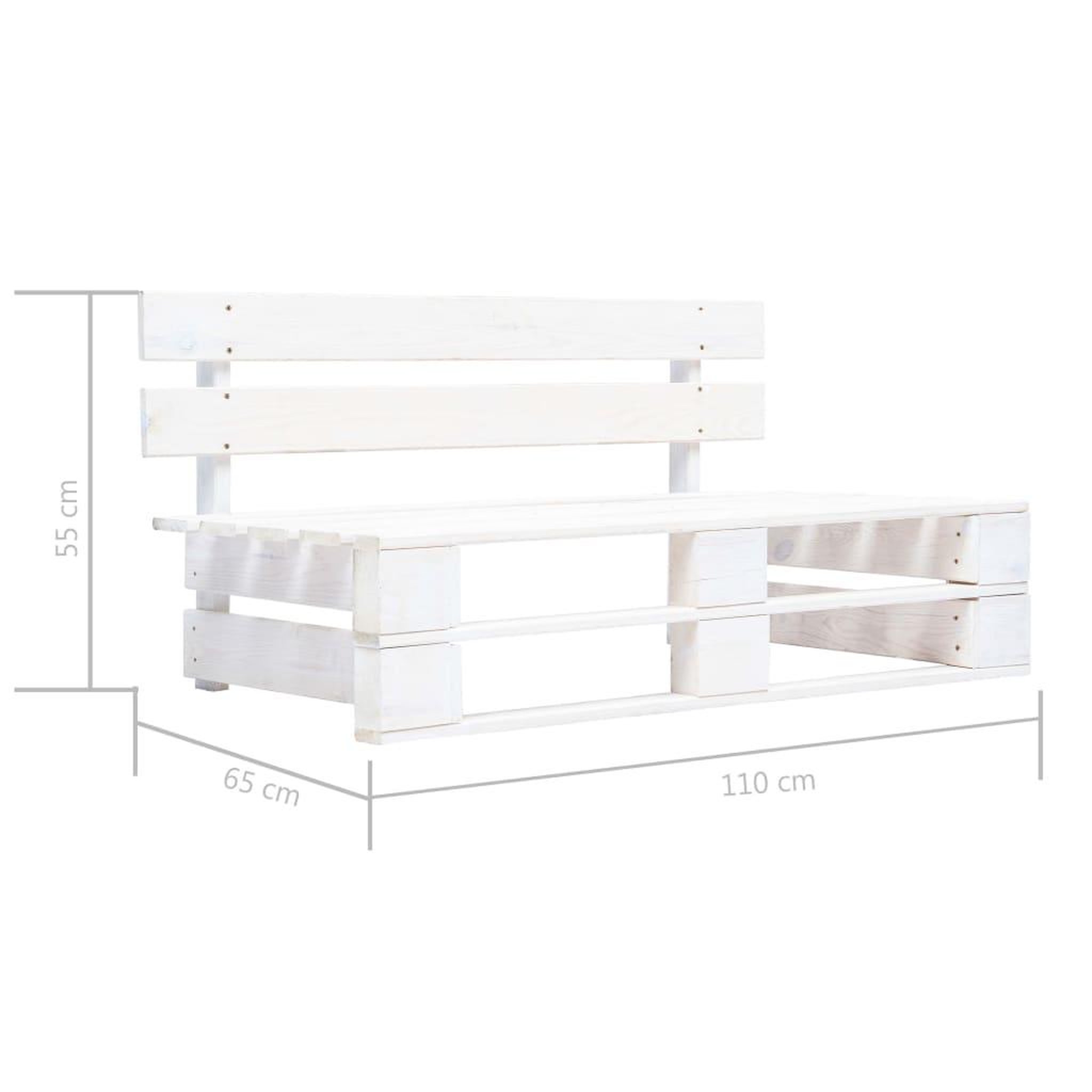 Voir la diapositive 6 : VIDAXL Banc palette de jardin bois gris blanc