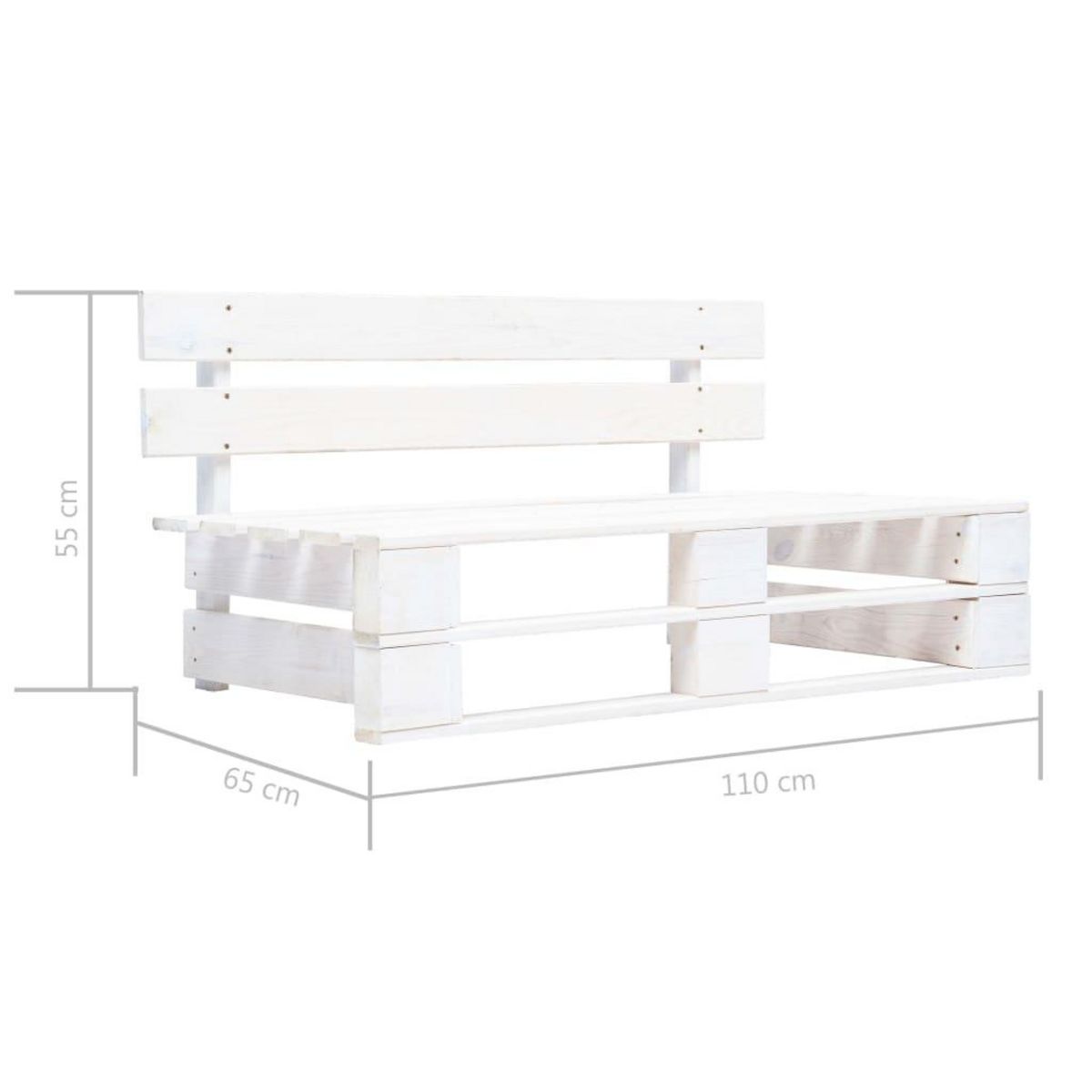 VIDAXL Banc palette de jardin bois gris blanc