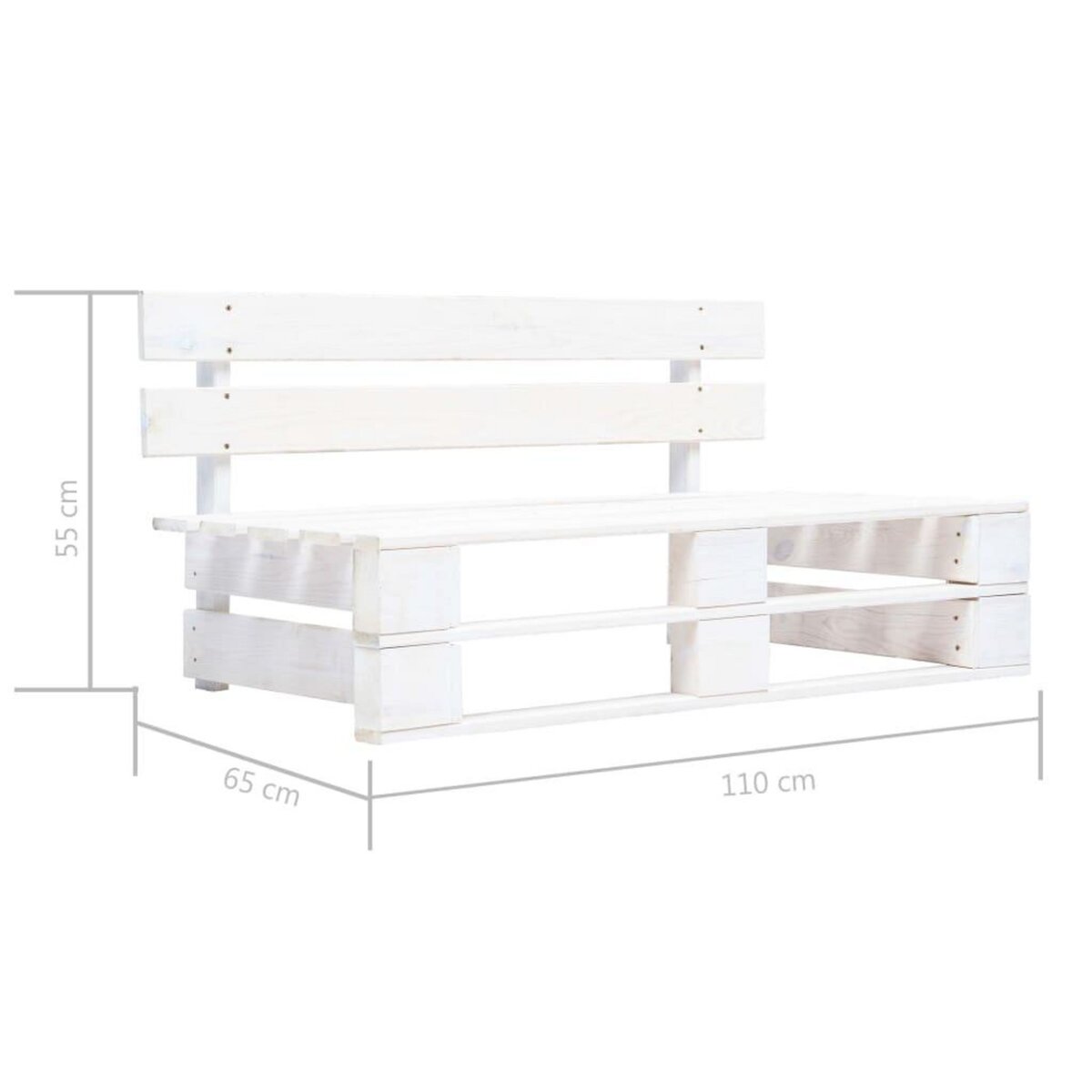VIDAXL Banc palette de jardin bois gris blanc