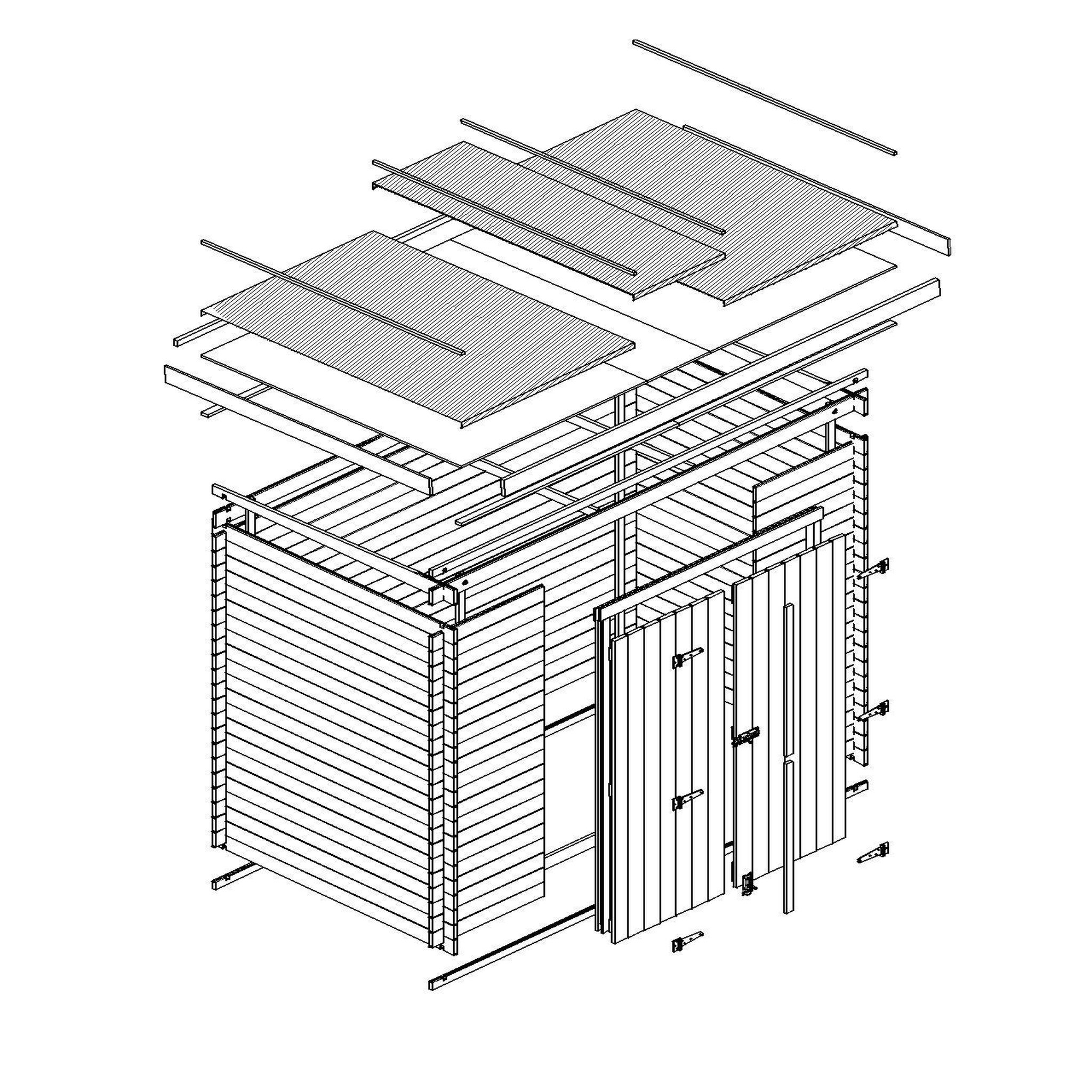 Voir la diapositive 6 : TIMBELA Abri de Jardin En Bois 2,22 m², Outils, Vélos, Portes à Deux Battants, Sans Plancher M311C1