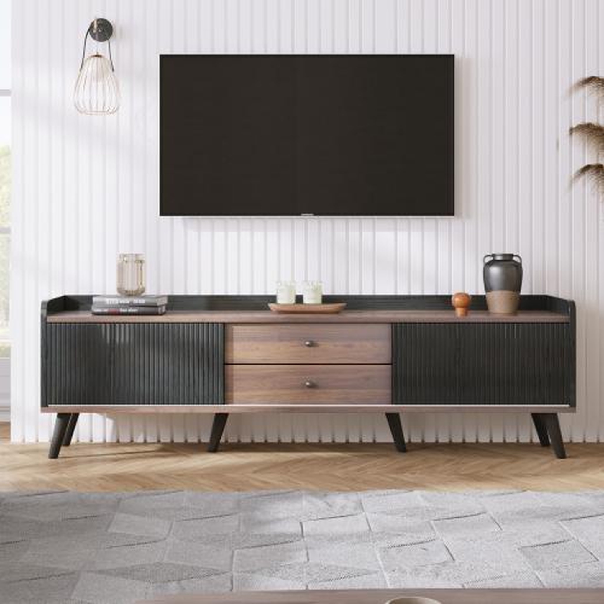 Voir la diapositive 2 : MERAX Meuble tv noir 160 cm panneau de particules