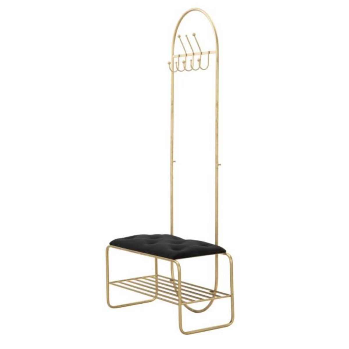 Paris Prix Meuble d'Entrée Avec Banc  Porte-Manteaux  180cm Or & Noir