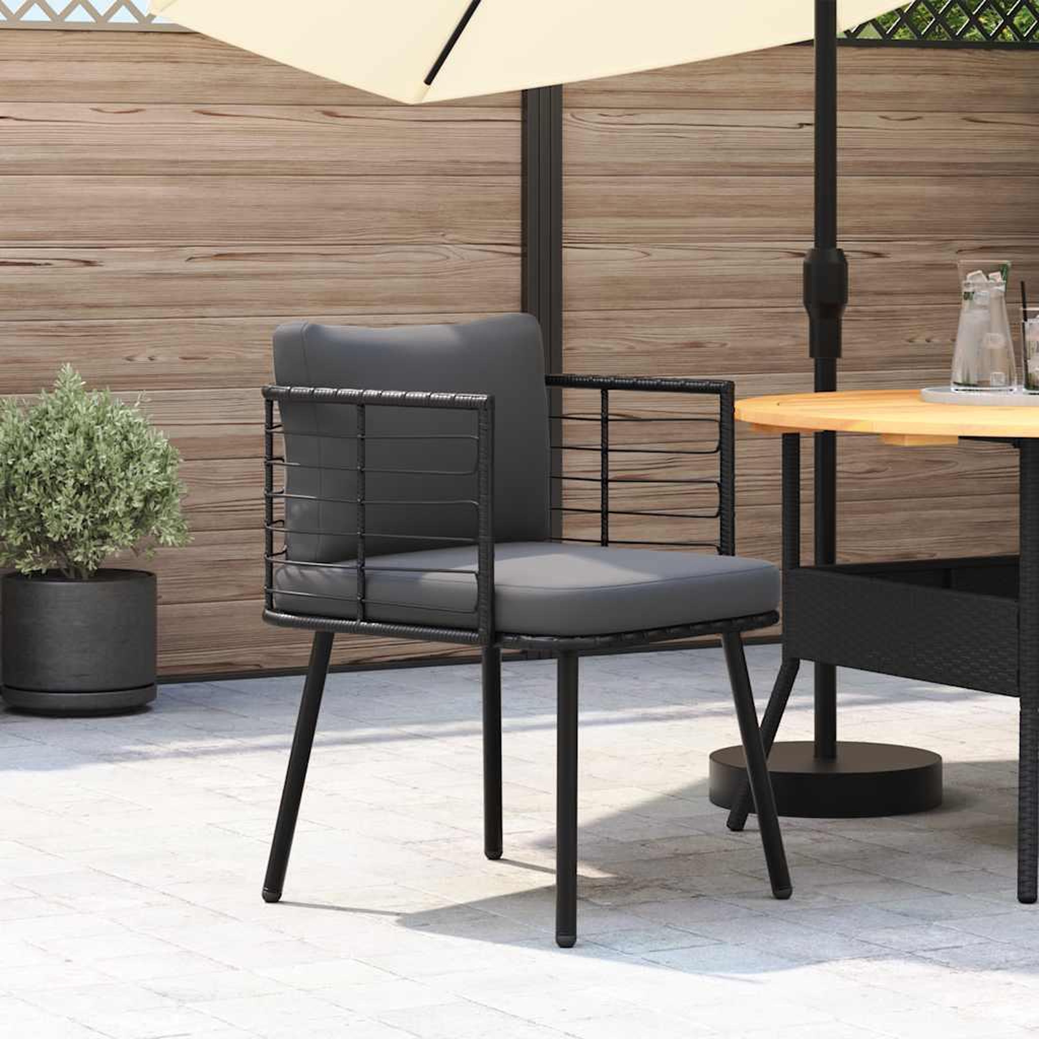 Voir la diapositive 2 : VIDAXL Chaise de jardin avec coussins noir resine tressee