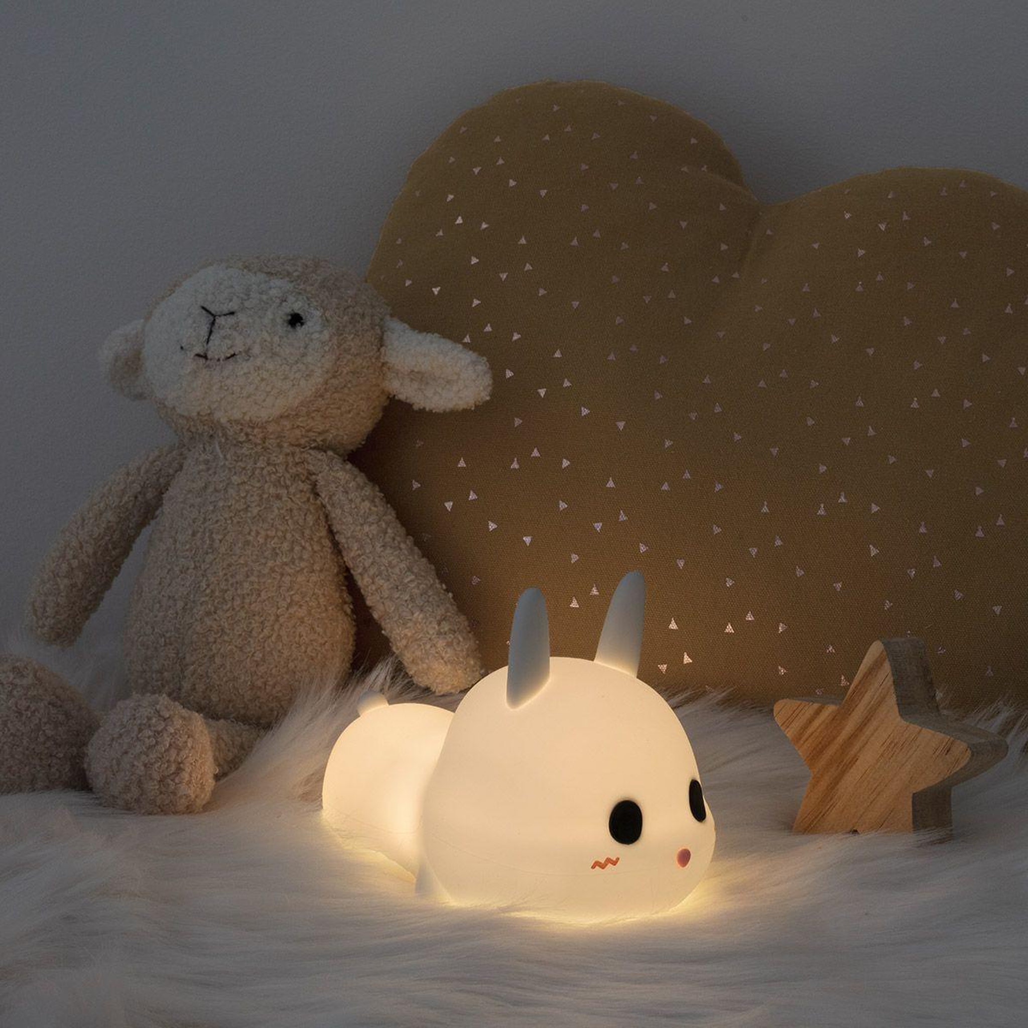 Voir la diapositive 3 : Atmosphera Kids Veilleuse pour Enfant  Lapin Silicone  15cm Blanc