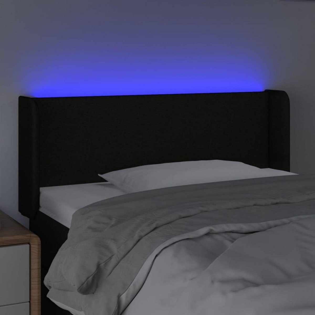VIDAXL Tete de lit a LED Noir 93x16x78/88 cm Tissu