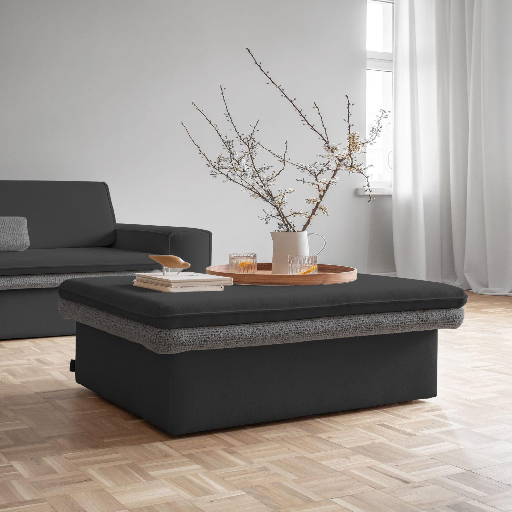 Voir la diapositive 4 : BEST MOBILIER Wilson - pouf avec rangement en tissu et tissu texturé