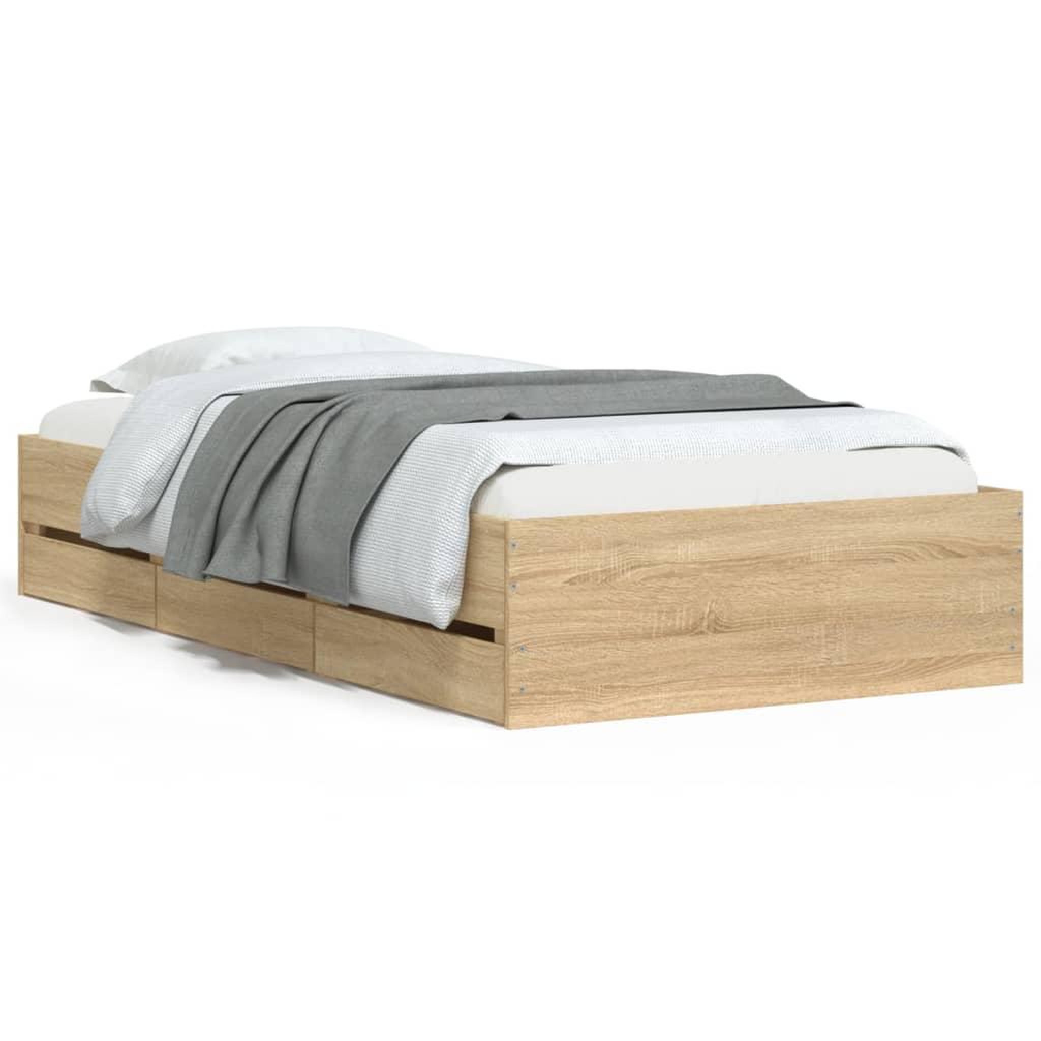 Voir la diapositive 2 : VIDAXL Cadre de lit avec tiroirs sans matelas chene sonoma 75x190 cm