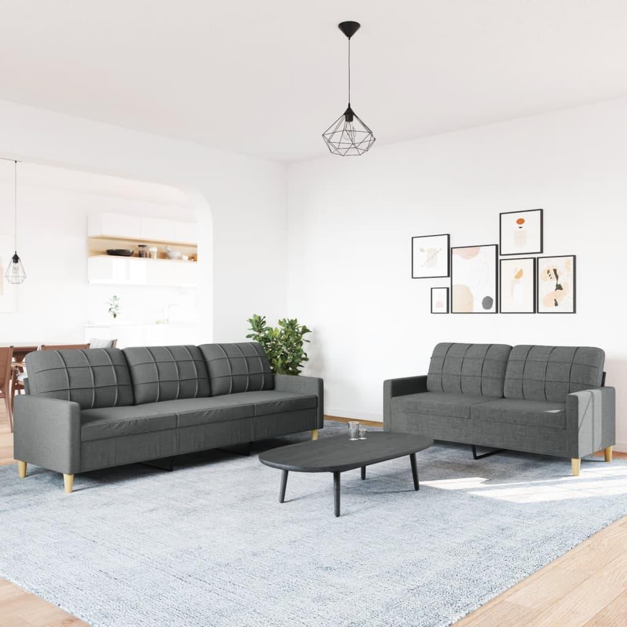Voir la diapositive 3 : VIDAXL Ensemble de canapes 2 pcs gris fonce tissu