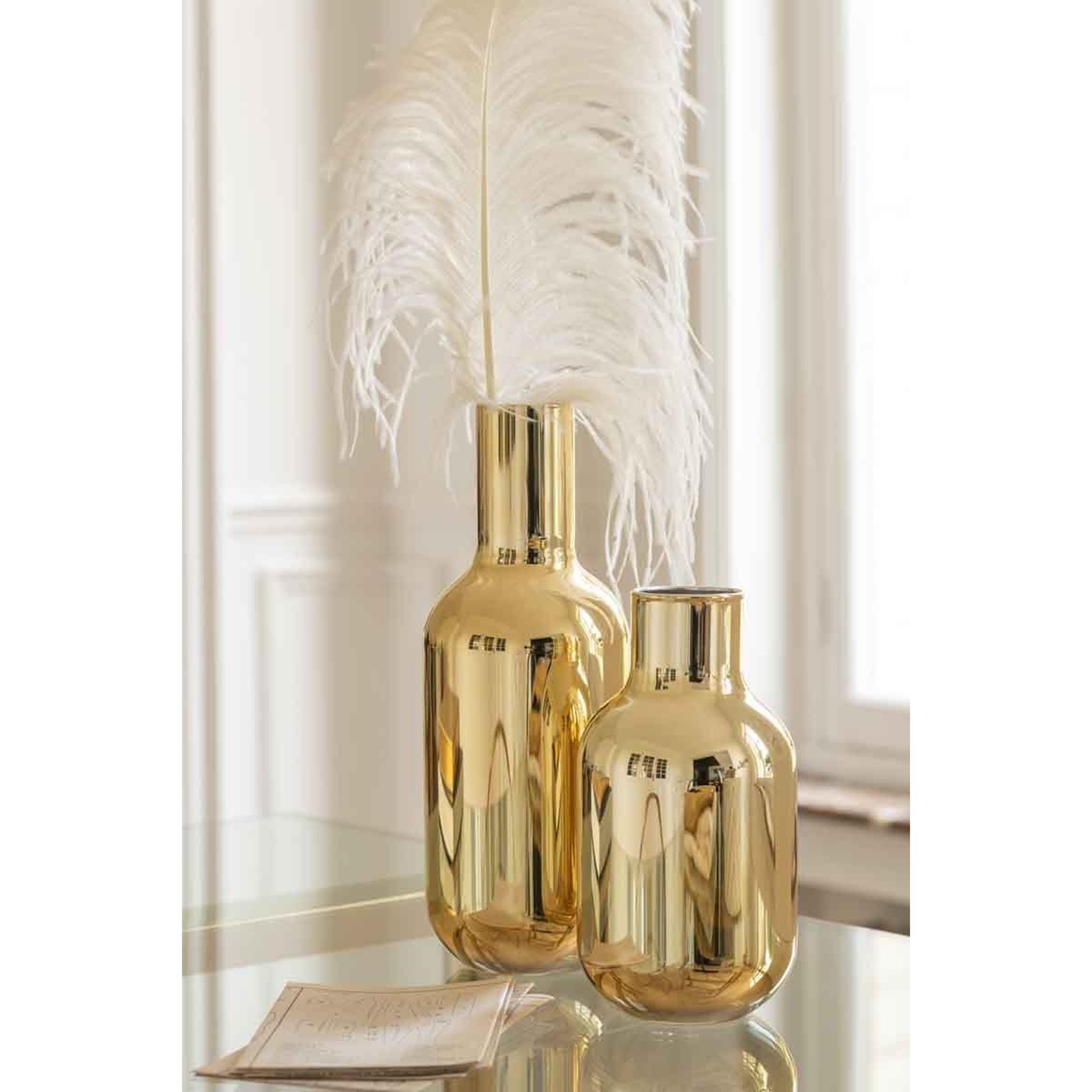 Voir la diapositive 2 : J-LINE Bouteille déco en verre  cifuta  32cm or