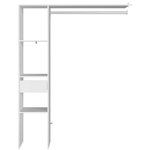 CONCEPT USINE Dressing blanc 3 étagères, 1 tiroir, penderie 138 x 40 x 180 cm ELYSEE